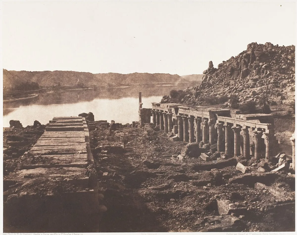 Ile de Fîleh (Philæ), Vue Génèrale Prise du Point I, Sur La Plateforme du Pylône — Félix Teynard