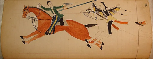 Maffet Ledger: Indian and soldier on horseback