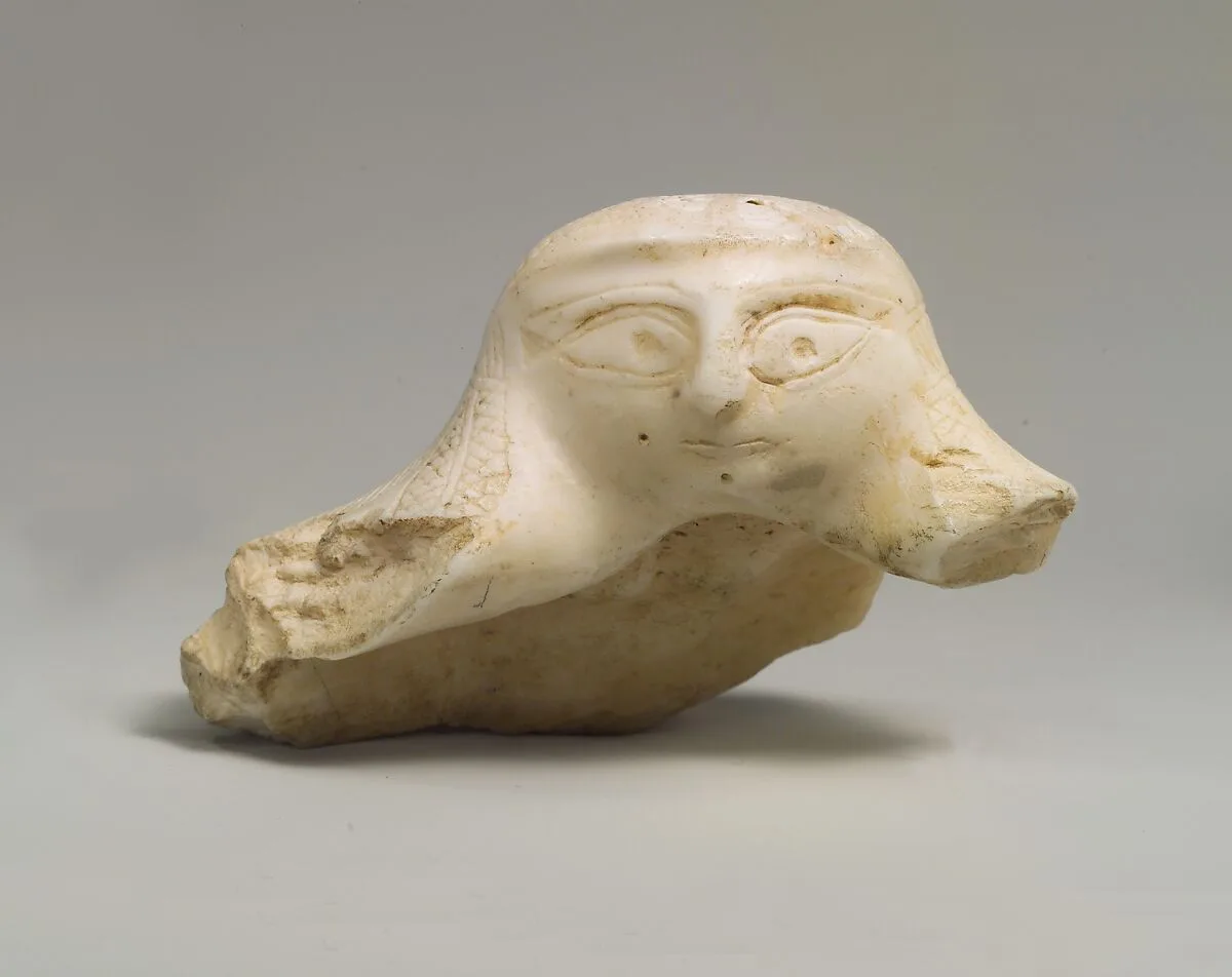Fragment of a shell with a sculpted female head — Unknown