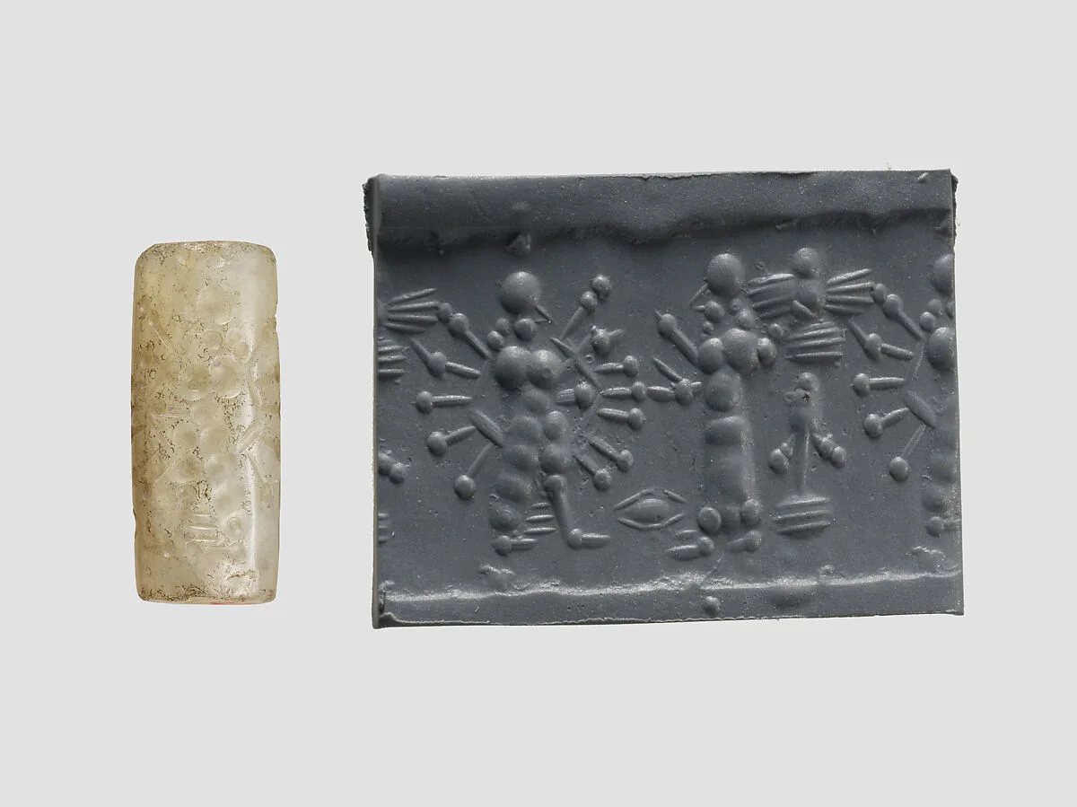 Cylinder seal with cultic scene — Unknown