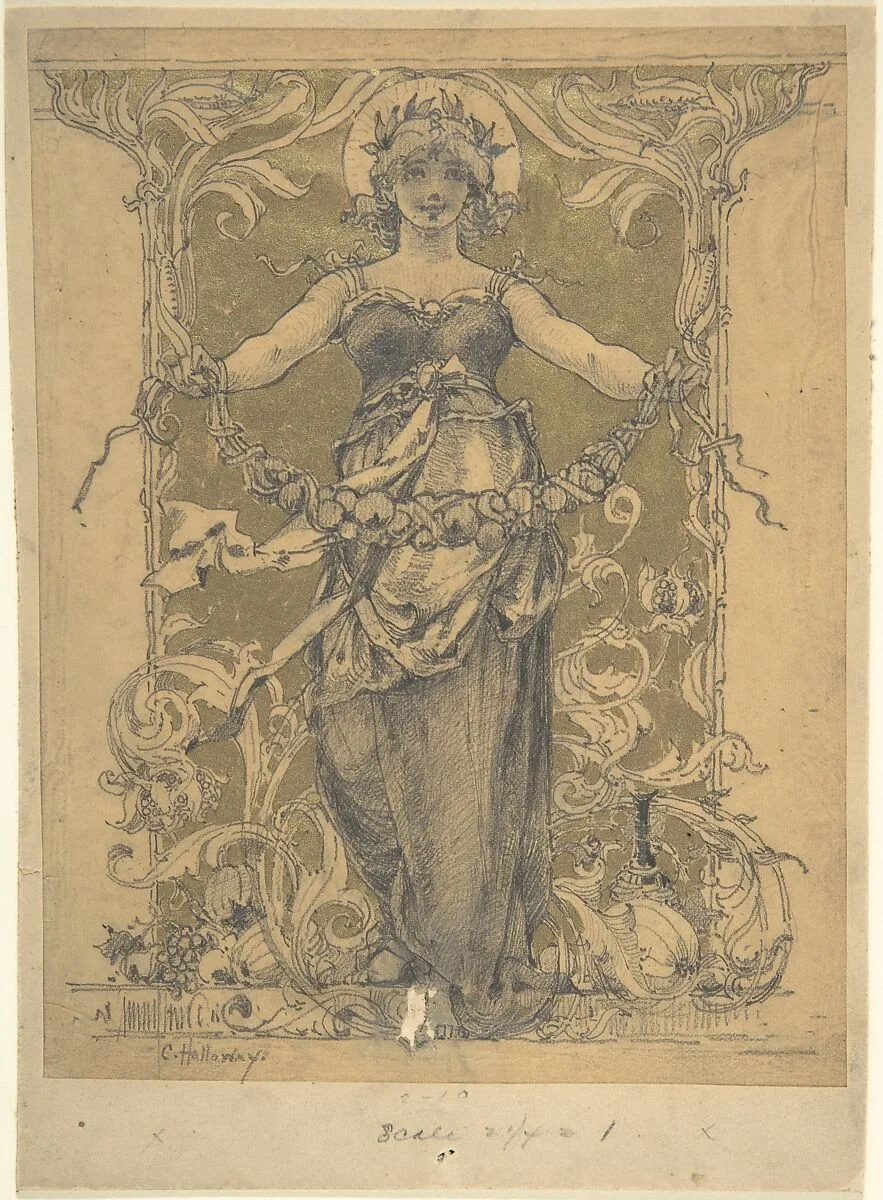 Woman Holding a Garland — Charles Edward Holloway