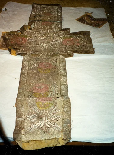 Two Orphrey Sections made into a runner; Top of an Orphrey