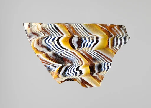 Glass mosaic ribbed bowl fragment