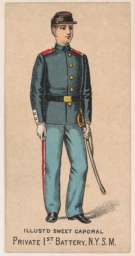 Private, 1st Battery, New York State Militia, from the Military Series (N224) issued by Kinney Tobacco Company to promote Sweet Caporal Cigarettes — Kinney Brothers Tobacco Company