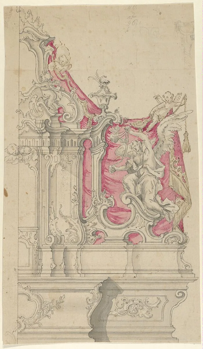 Right Half of a Design for an Altar in Rococo Style — Anonymous, German, South Germany, 18th century