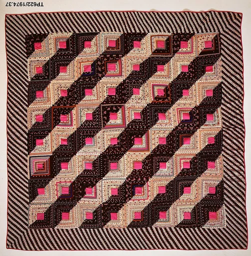 Quilt, Log Cabin pattern, Straight Furrow variation