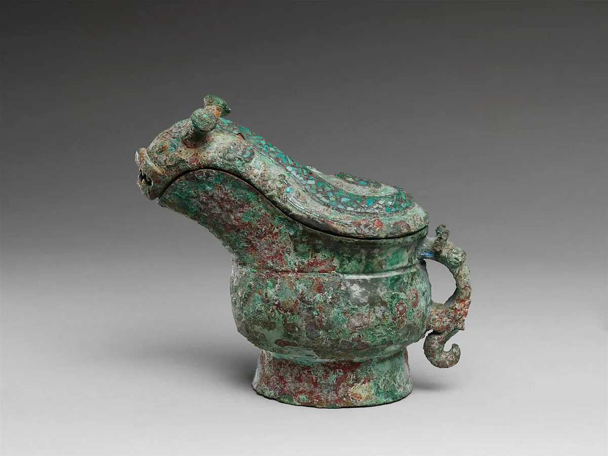 商 嵌松石青銅觥|Wine pouring vessel (Gong) — Unknown