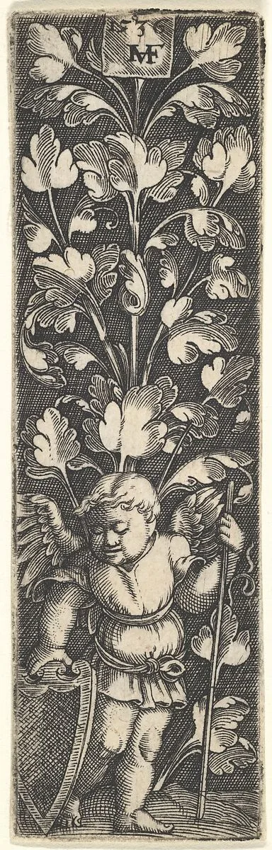 Ornament with a Genius Holding a Shield — Master MVHF