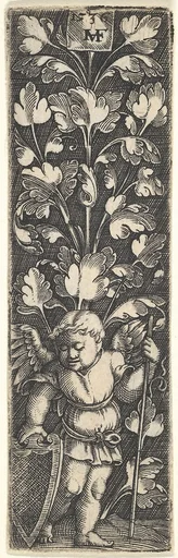 Ornament with a Genius Holding a Shield