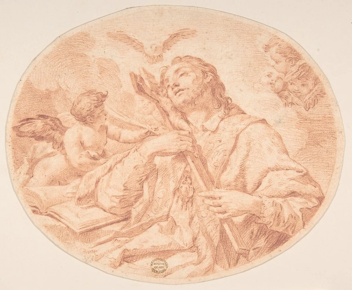 Male Saint in Ecstasy — Anonymous, Italian, Roman-Bolognese, 17th century