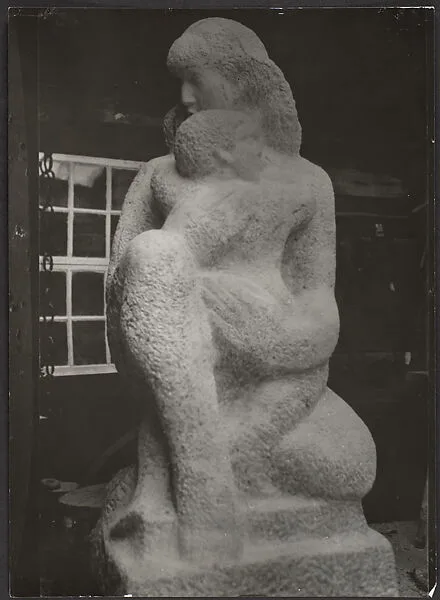 "Mother and Child", Early Stage of Roughing Out with Pointed Chisel — Charles Sheeler