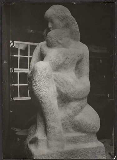 "Mother and Child", Early Stage of Roughing Out with Pointed Chisel