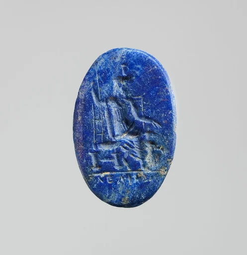Lapis lazuli intaglio: Serapis enthroned