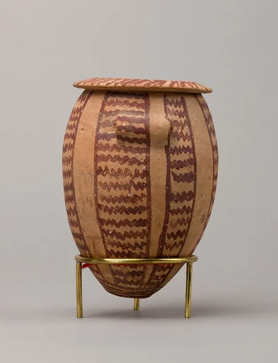 Decorated ware jar with lug handles