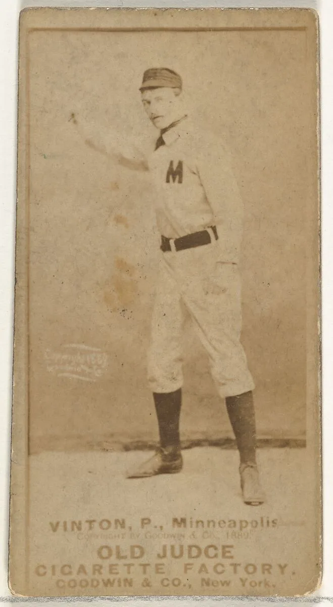 William Miller "Bill" Vinton, Pitcher, Minneapolis, from the Old Judge series (N172) for Old Judge Cigarettes — Goodwin & Company