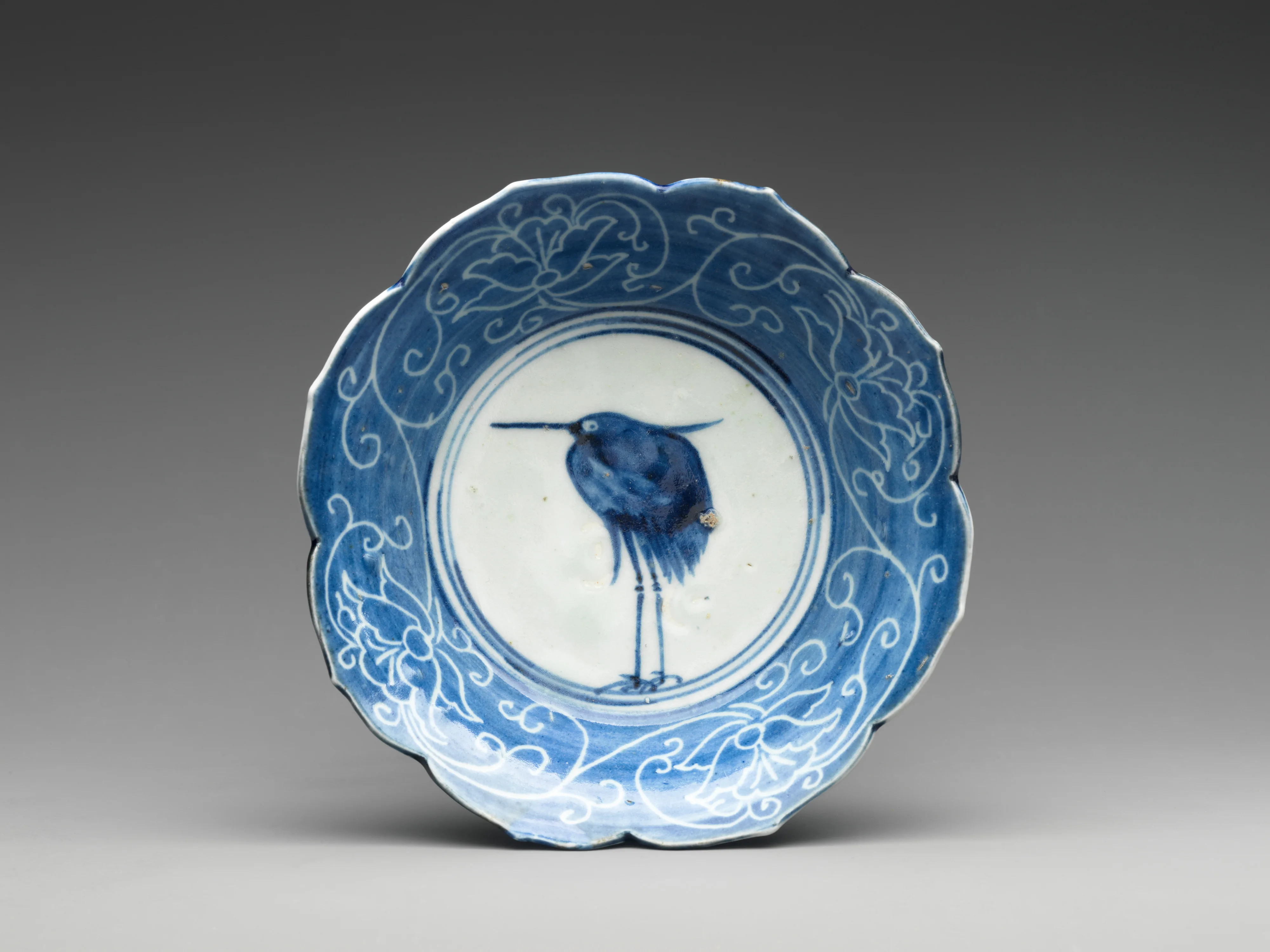 染付白鷺文鉢|Deep Dish with Egret (from a set of ten) — Unknown