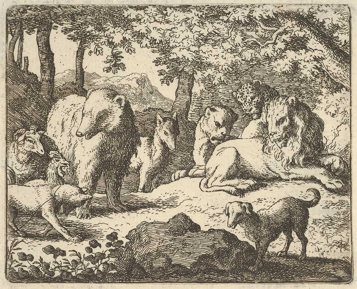 The Lion Delays Renard's Execution for a Final Interrogation from Hendrick van Alcmar's Renard The Fox — Allart van Everdingen