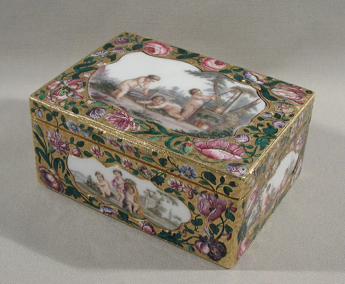 Snuffbox with scenes of children in pastoral settings — Jean François Breton (or Lebreton)|Meissen Manufactory