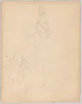 Drawing, study for a woman's theatrical costume of Victorian style — Vincente Minnelli