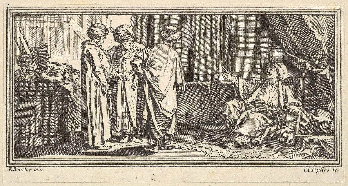 The Hearing of Qadi — Claude Augustin Duflos le Jeune|François Boucher