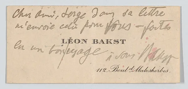 Léon Bakst, calling card — Anonymous|Léon Bakst