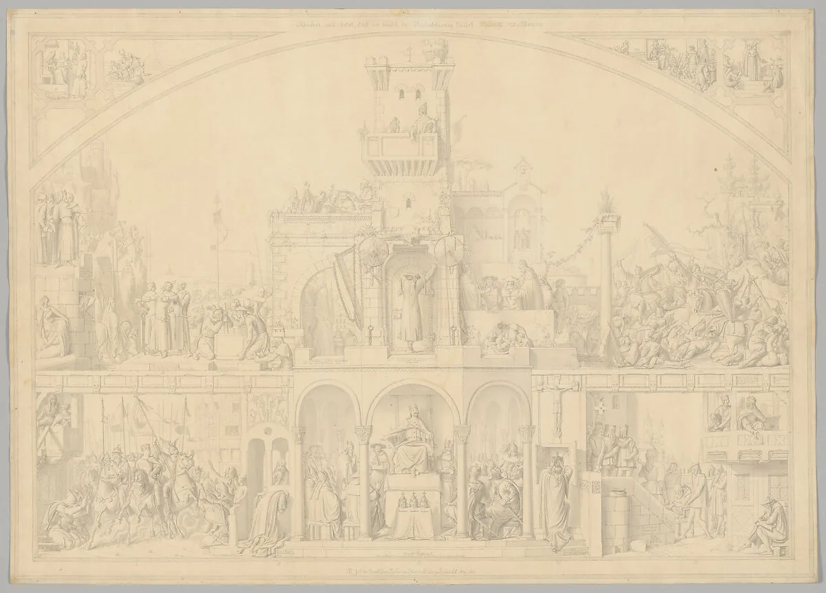 Preparatory Drawing for a Print Series on the History of Germany (Die Geschichte des deutschen Volkes in fünfzehn Bildern) — Carl Heinrich Hermann