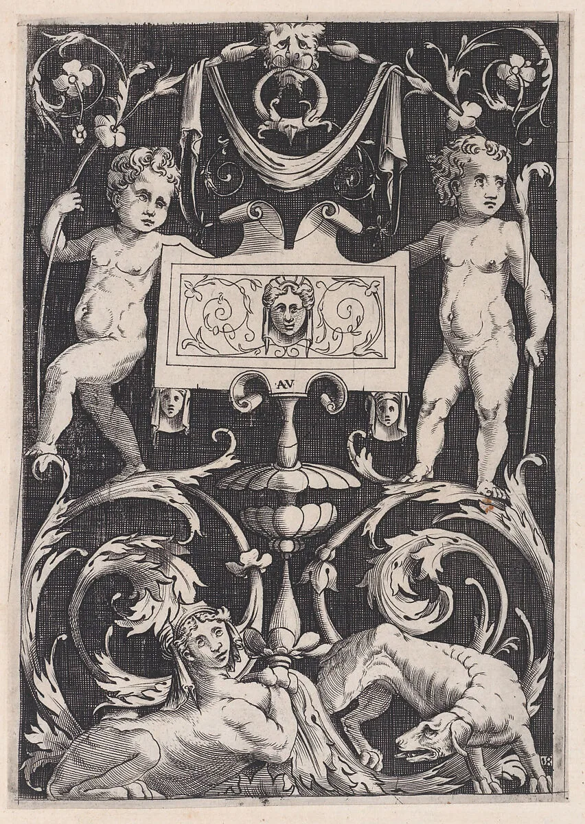 Ornamental Panel — Agostino Veneziano (Agostino dei Musi)|Raphael (Raffaello Sanzio or Santi)|Giovanni da Udine (Giovanni dei Ricamatori)