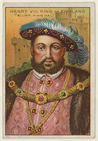 Henry VIII, King of England "Bluff King Hal," from the "Heroes of History" series (T68), issued with Miners Extra Smoking Tobacco, Natural Leaf Scrap, and Royal Bengals Little Cigars — Royal Bengals Little Cigars|Henry VIII, King of England and Ireland