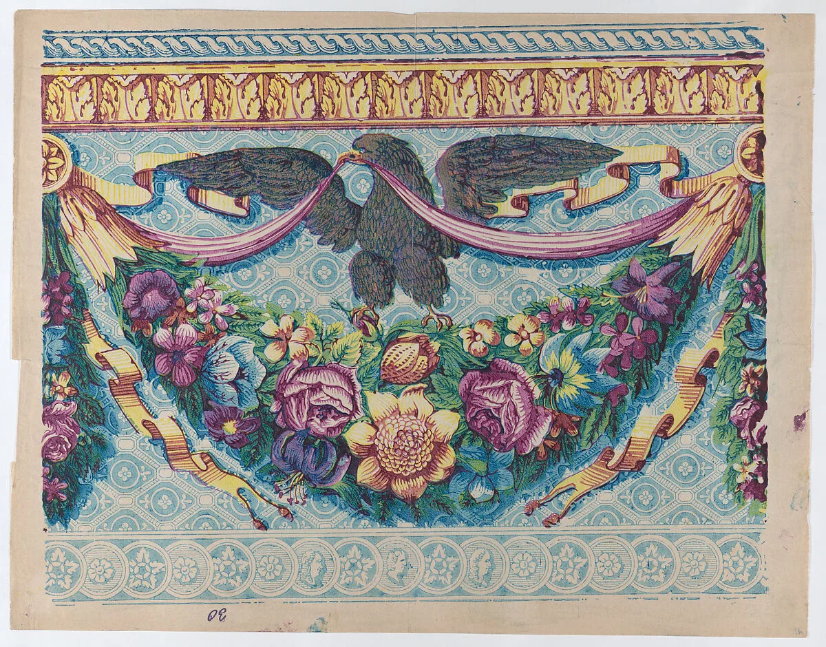 Sheet with an eagle atop a festoon of flowers — Anonymous|Remondini Family