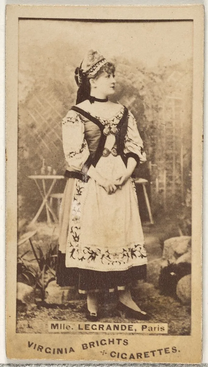 Mlle. Legrande, Paris, from the Actors and Actresses series (N45, Type 1) for Virginia Brights Cigarettes — Allen & Ginter