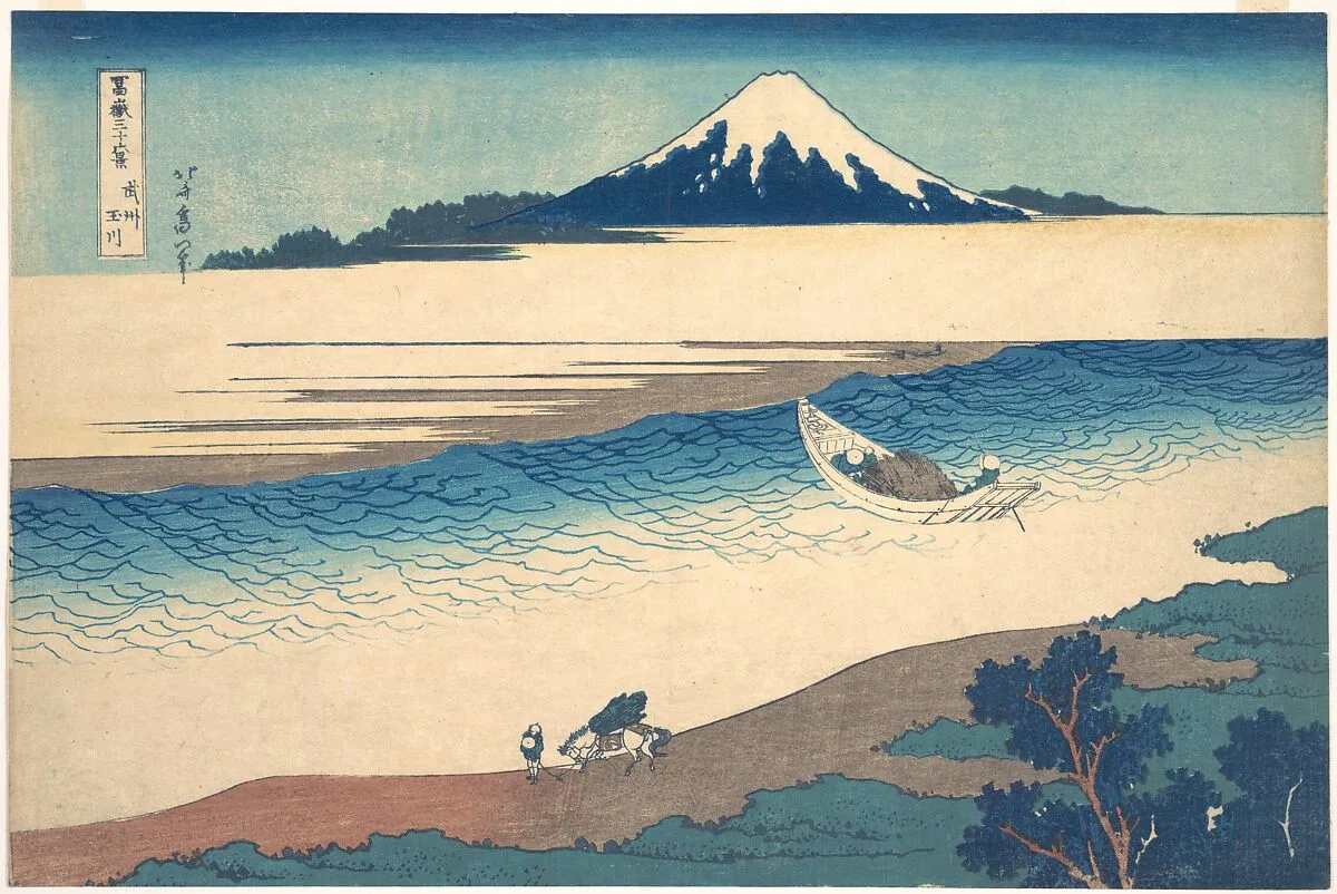 葛飾北斎画 冨嶽三十六景 武州玉川|Tama River in Musashi Province (Bushū Tamagawa), from the series Thirty-six Views of Mount Fuji (Fugaku sanjūrokkei) — Katsushika Hokusai