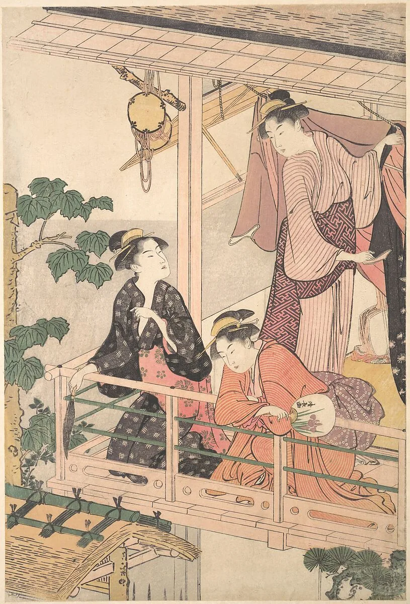 二階座敷に三人の女|Three Women on a Balcony — Torii Kiyonaga