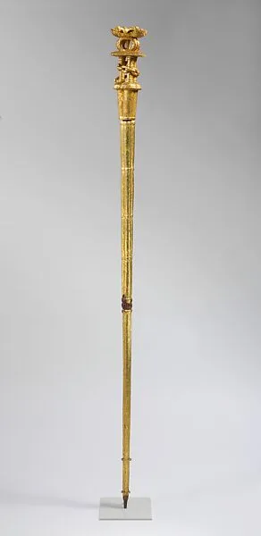 Linguist Staff: Ceremonial Stool, Chain, and Swords Motif (ȯkyeame poma) — Asante artist