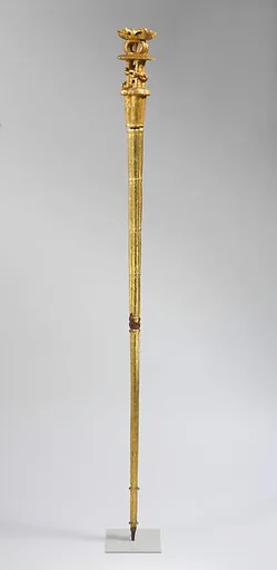 Linguist Staff: Ceremonial Stool, Chain, and Swords Motif  (ȯkyeame poma)