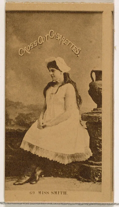 Card Number 69, Miss Smith, from the Actors and Actresses series (N145-2) issued by Duke Sons & Co. to promote Cross Cut Cigarettes — W. Duke, Sons & Co.