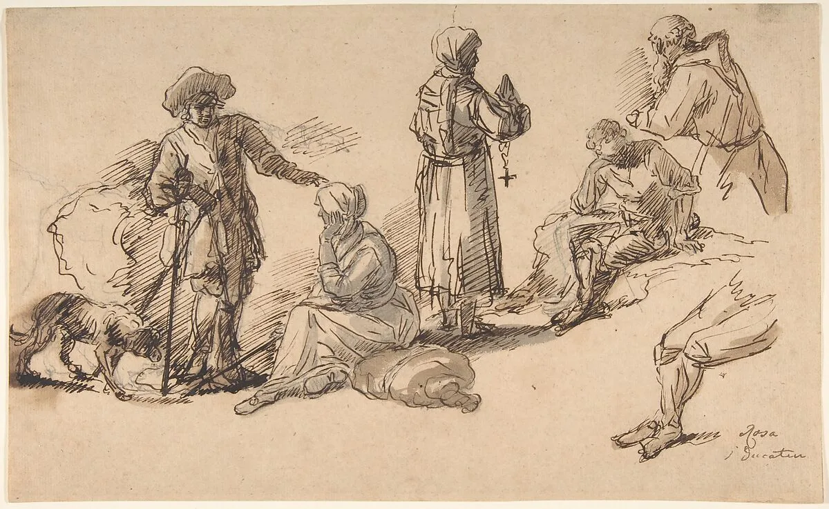 Studies for Standing and Seated Figures. — Salvator Rosa