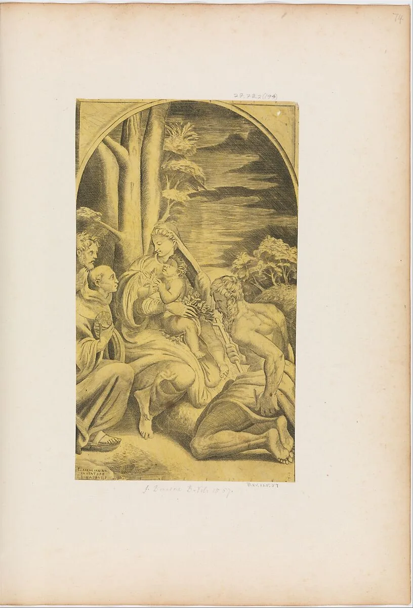 The Madonna and Child with St. Bernardino of Sienna and St. Jerome — Giulio Bonasone|Parmigianino (Girolamo Francesco Maria Mazzola)