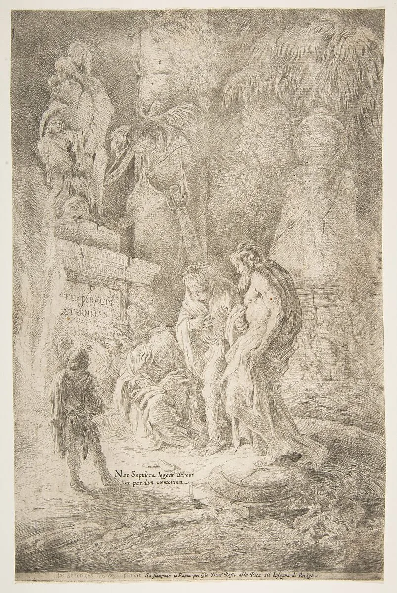 'Temporalis Aeternitas', four scholars amongst ruins — Giovanni Benedetto Castiglione (Il Grechetto)|Giovanni Domenico de Rossi