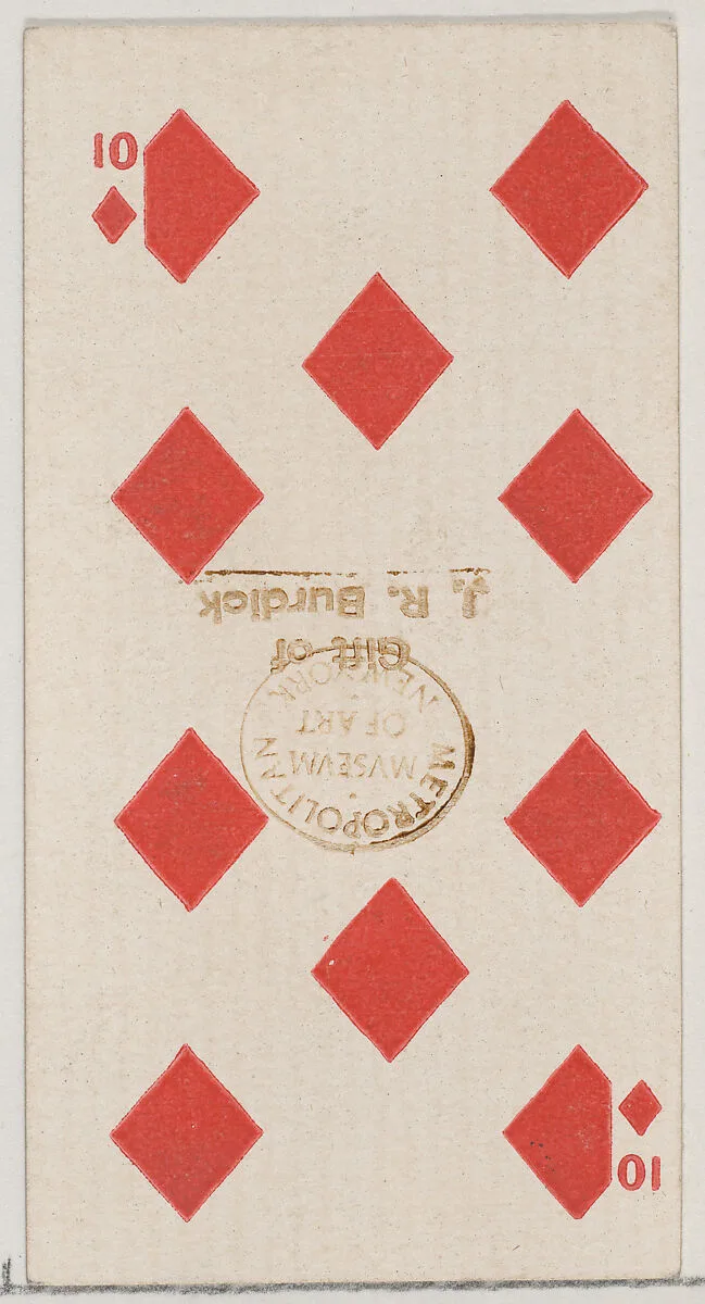 Ten Diamonds (red), from the Playing Cards series (N84) for Duke brand cigarettes — W. Duke, Sons & Co.