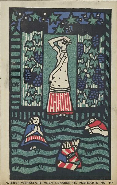 Woman with Three Children — Oskar Kokoschka|Wiener Werkstätte