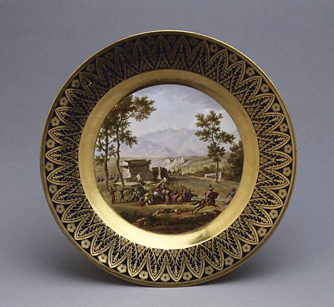 Plate (from the "Vues Diverses" service) — Nicolas-Antoine Le Bel|Sèvres Manufactory|Claude Nicolas Malapeau|Louis François Cassas