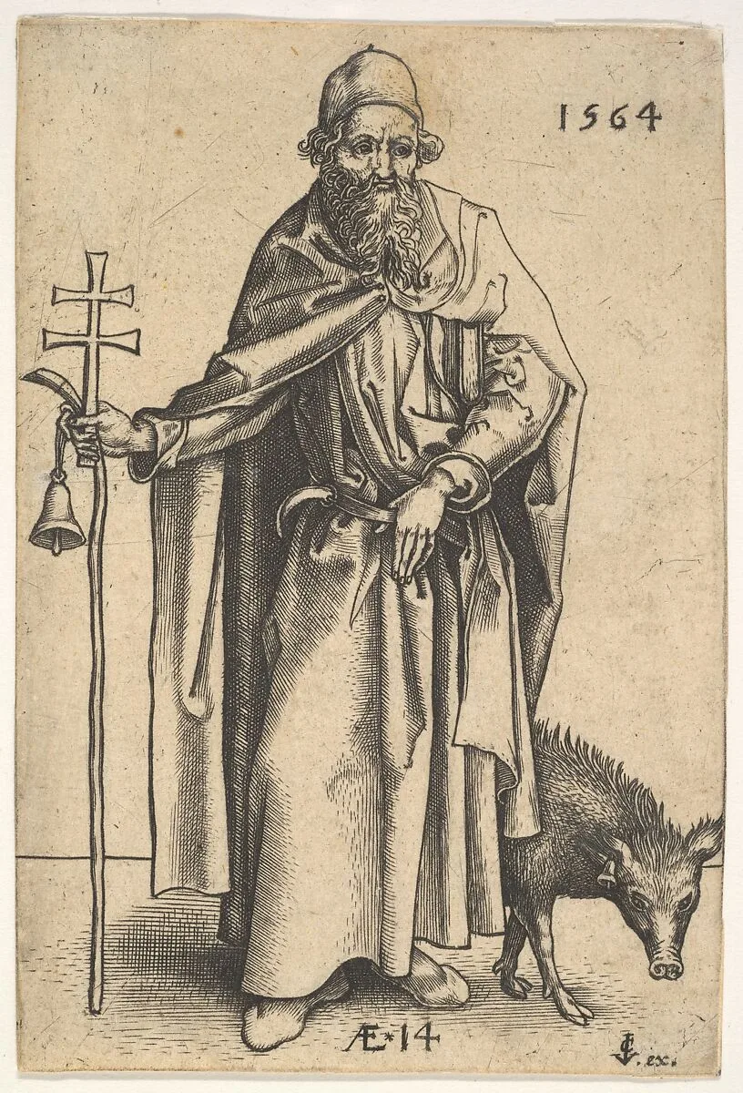 Saint Anthony — Hieronymus (Jerome) Wierix|Martin Schongauer|Claes Jansz. Visscher|Jan (Johannes) Wierix