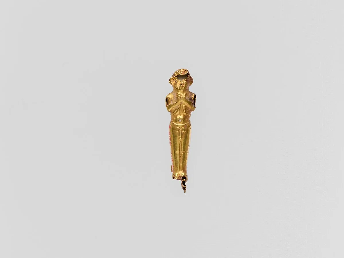 Gold pendant capsule in the form of a male figure — Unknown