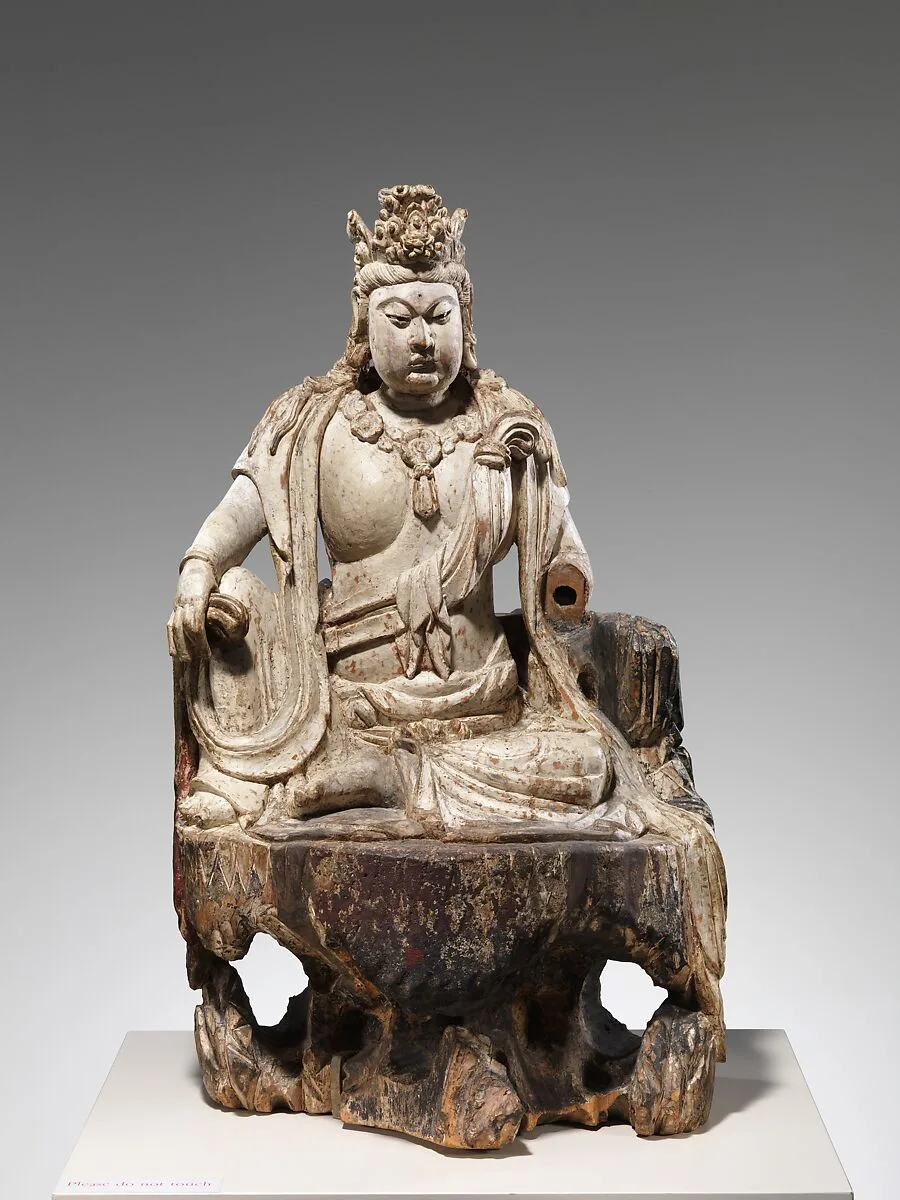 明洪武十八年 彩繪木雕水月觀音菩薩像(柳木胎)|Bodhisattva Avalokiteshvara in Water Moon Form (Shuiyue Guanyin) — Unknown