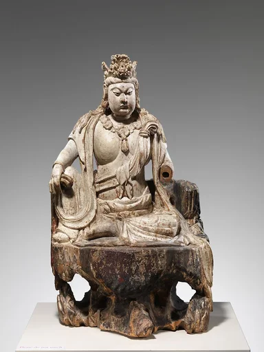 明洪武十八年 彩繪木雕水月觀音菩薩像(柳木胎)|Bodhisattva Avalokiteshvara in Water Moon Form (Shuiyue Guanyin)