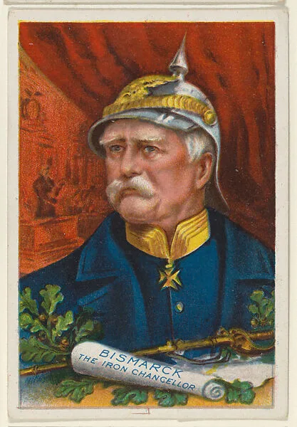 Bismarck, The Iron Chancellor, from the "Heroes of History" series (T68), issued with Miners Extra Smoking Tobacco, Natural Leaf Scrap, and Royal Bengals Little Cigars — Royal Bengals Little Cigars|Otto von Bismarck