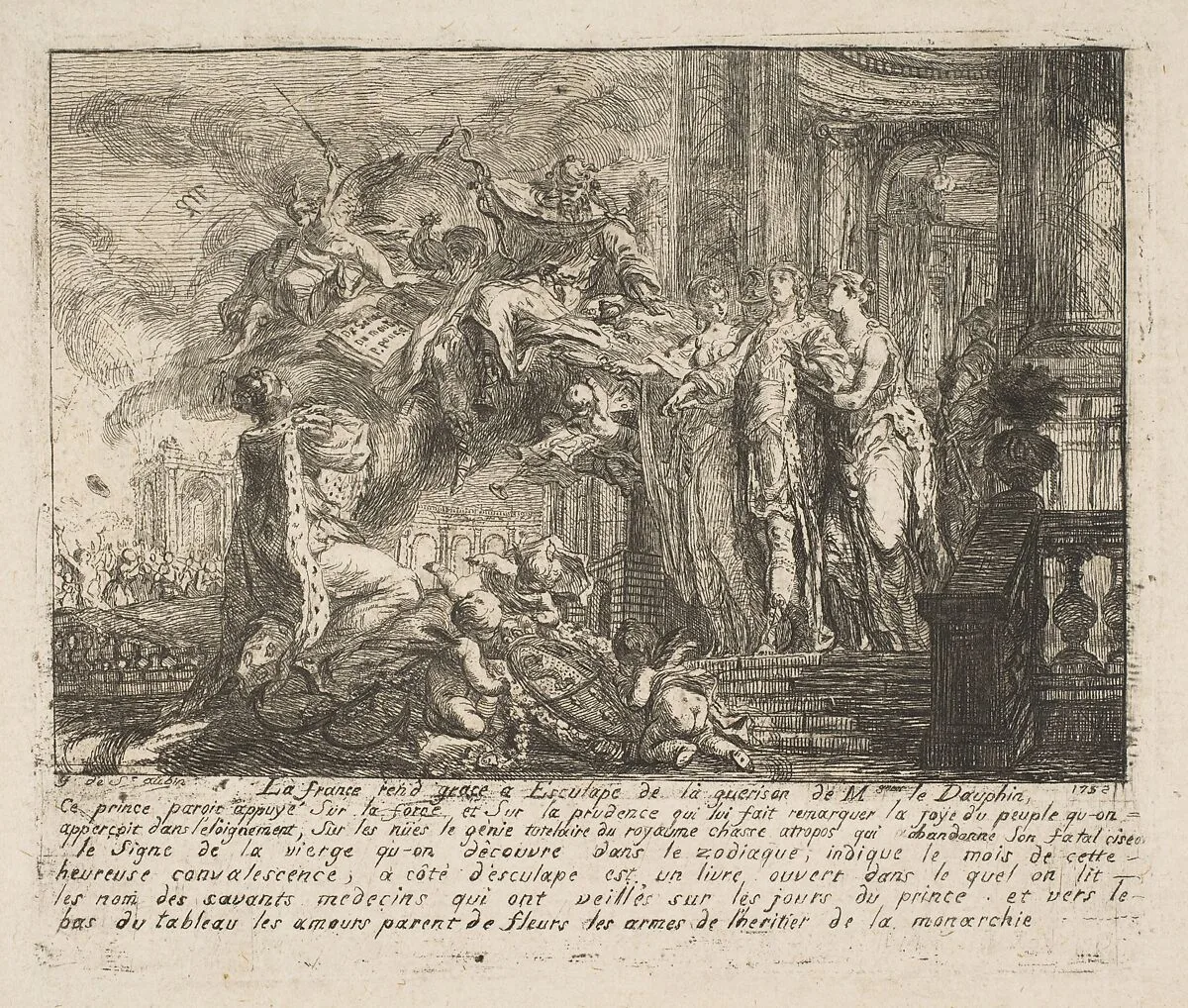 Allegorie sur la Convalescence du Dauphin — Gabriel de Saint-Aubin