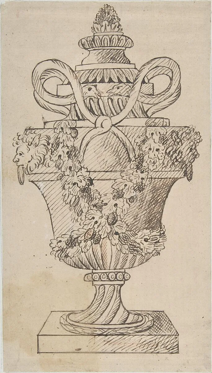 Design for an Urn (recto); Sketches (verso) — Anonymous, French, 18th century