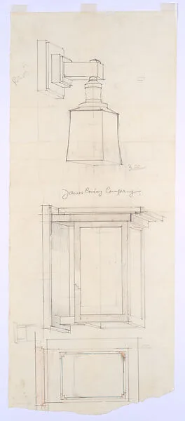 Perspective and Plan of Wall Lanterns, Little House, Wayzata, MN — Frank Lloyd Wright