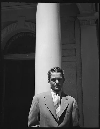 [Blair Fuller in Front of House, Bedford, New York]